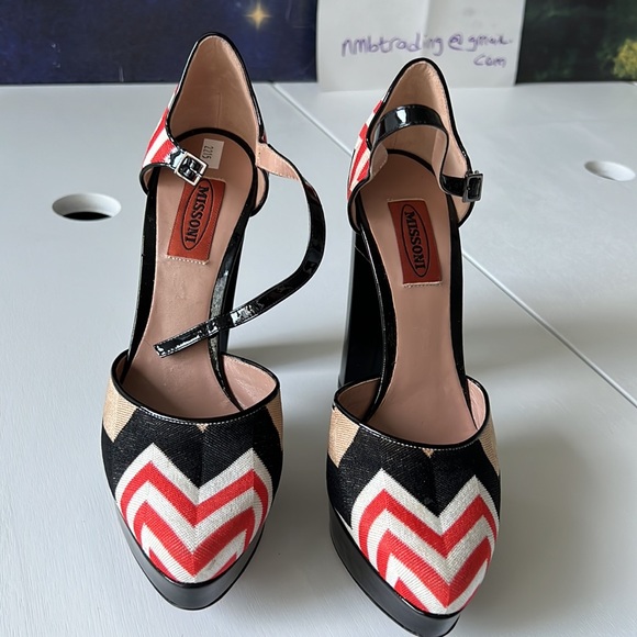 Missoni made in Italy high heeled size 7M(37) ankle a wrap Mary Jane shoes - Picture 11 of 16